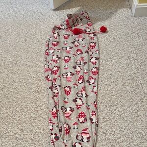 Gray Pajama Pants with Red and White Print